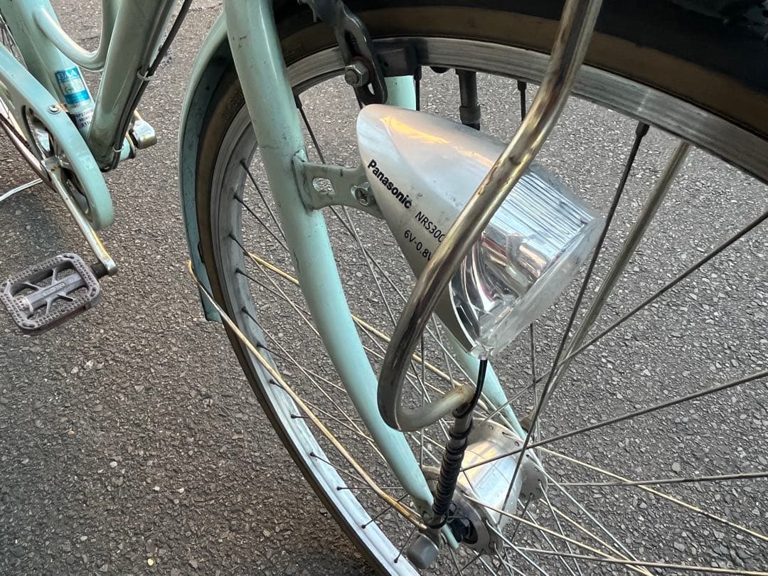 中古LEDオートライト6段変速自転車★27インチ★大型カゴ★ミント※配達地域限定