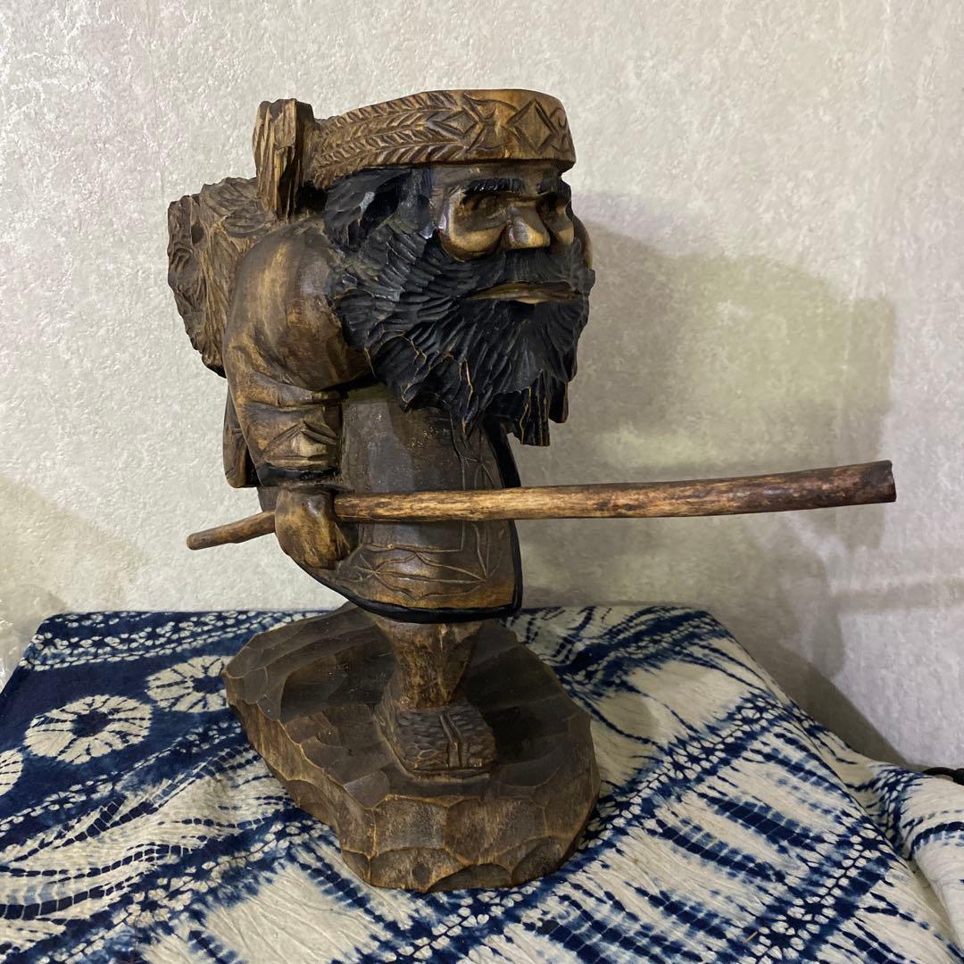 木彫　アイヌ　カムイセイクル　民芸　木彫熊