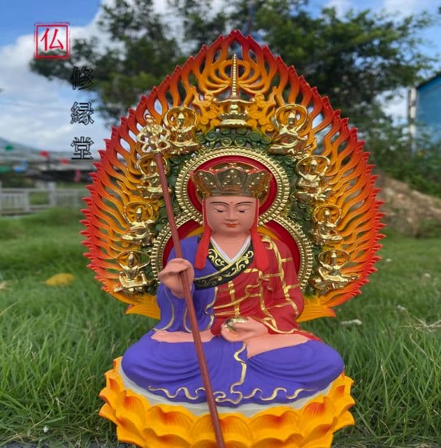 【修縁堂】 仏教美術 精密彫刻 仏像 手彫り 彩繪 地蔵菩薩 娑婆三聖