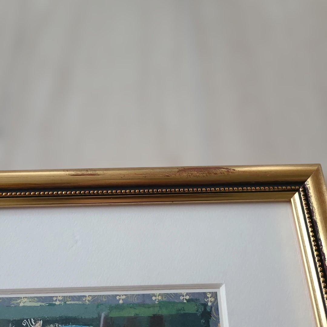 早川義孝 版画「緑いときの中で」 ダイヤモンドスクリーニング 額装