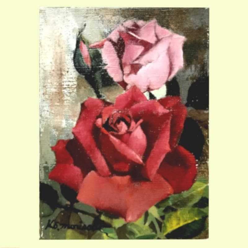 みっちゃん専用！☆ 森崎 幸 ☆「 薔 薇 」油絵　SM　独立美術会員