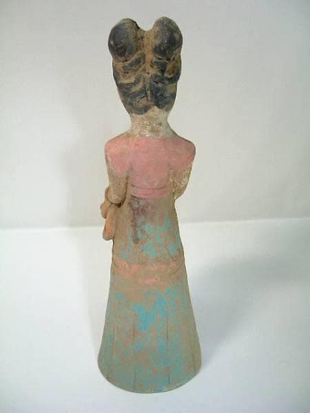 置物■唐俑 唐彩絵女俑 中国陶磁 唐時代 婦人像 古い土人形 時代物 骨董品■