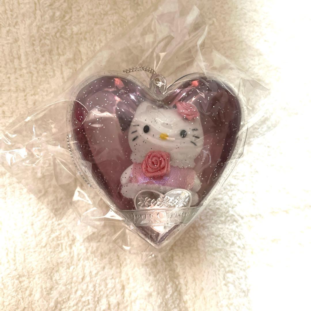レア‼️キティ マスコット付きハート型グリッタークリスマスツリーオーナメント