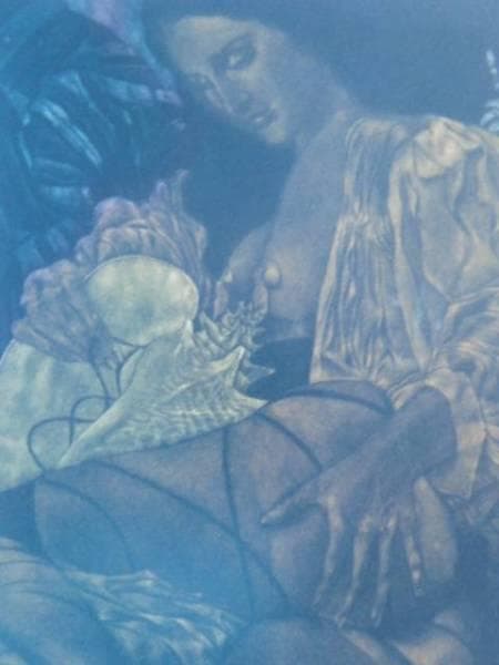 池田満寿夫、【貝を持つヴィナス】、希少画集画、新品高級額・額装付