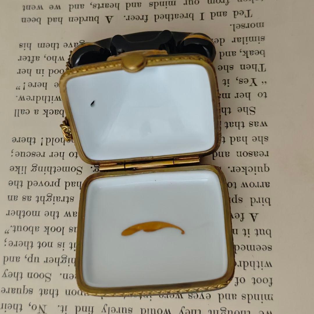 リモージュボックス　レトロ黒電話　　フランス製小物入れ　陶器