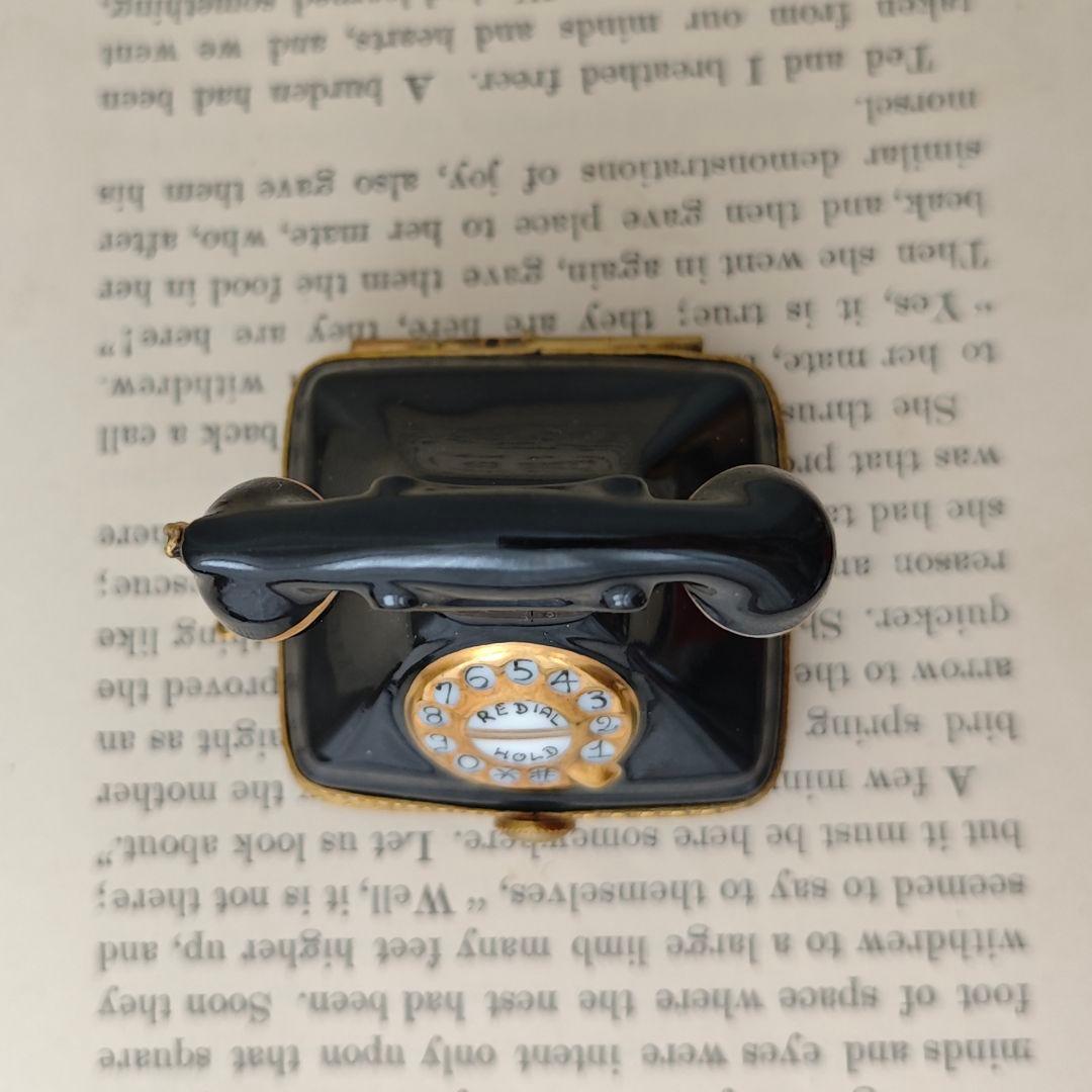 リモージュボックス　レトロ黒電話　　フランス製小物入れ　陶器