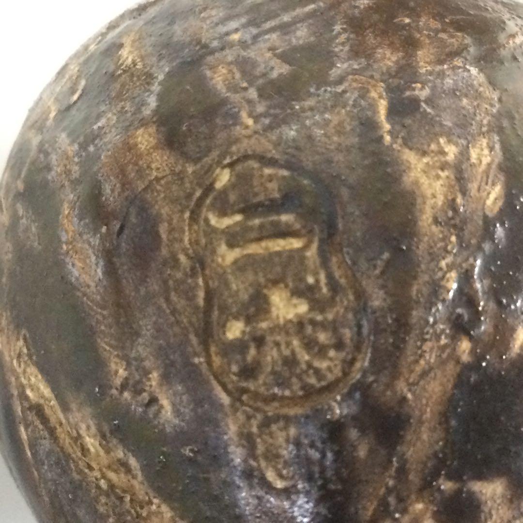 初代佐々木二六作 茄子置物 二六焼 箱付 Maヤ 検)水月焼 楽山焼