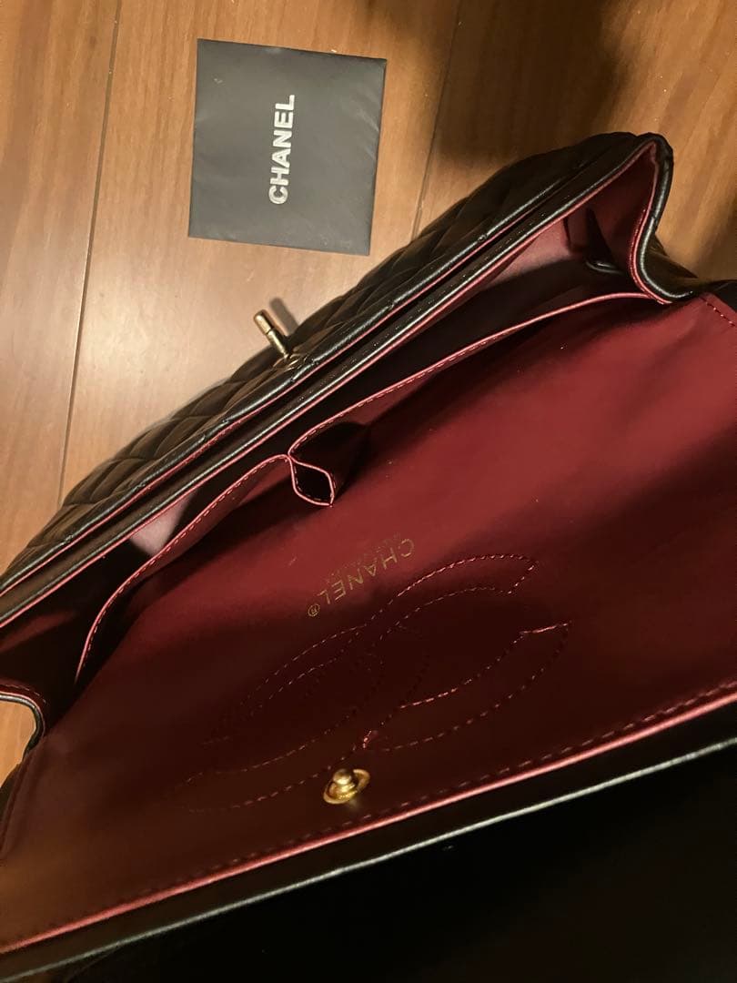 美品　CHANEL ノベルティ　ダブルチェーン　フラップバッグ　30 ゴールド