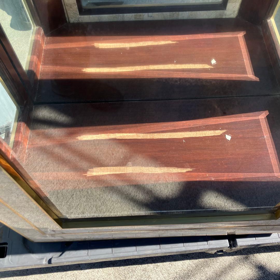 イタリア家具 大理石張り ガラスショーケース 飾り棚 アンティーク ビンテージ