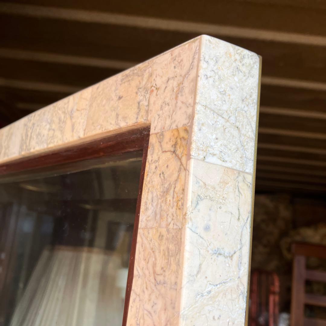 イタリア家具 大理石張り ガラスショーケース 飾り棚 アンティーク ビンテージ