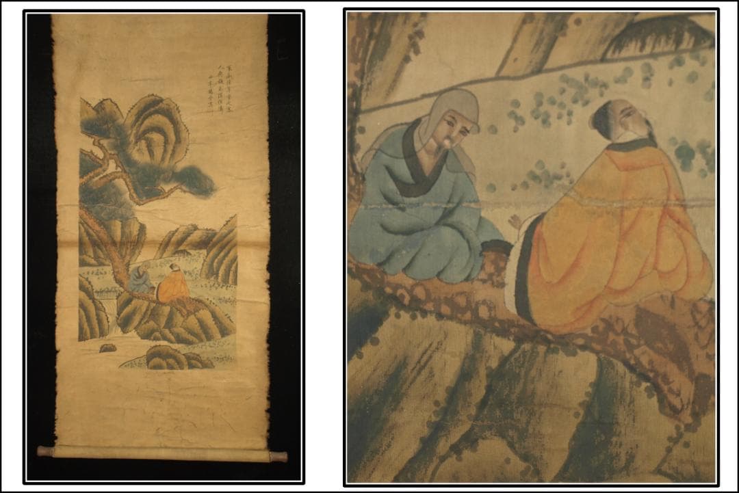 中国古美術　中国清時代の人物図　肉筆絵　激安骨董品 BD298A13-2