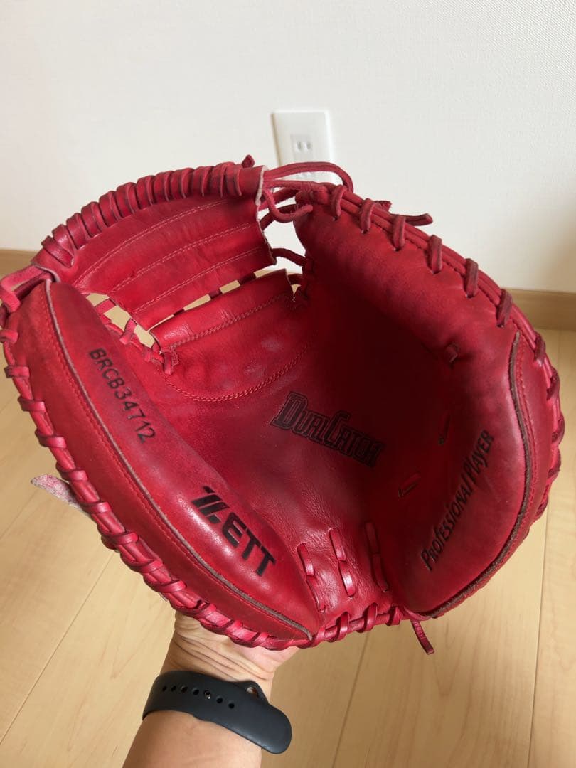 ZETT 赤 軟式 キャッチャーミット 右投げ用