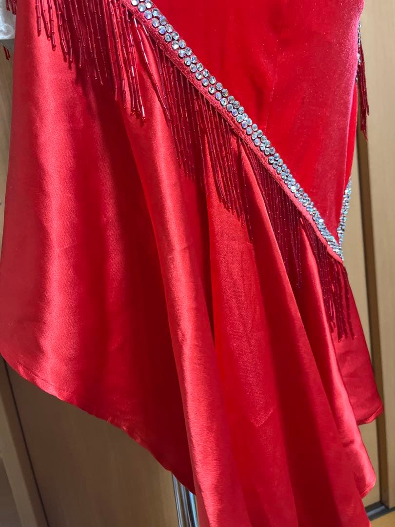 ❤️タカダンス ❤️レッドベルベットサテンラテンドレスM