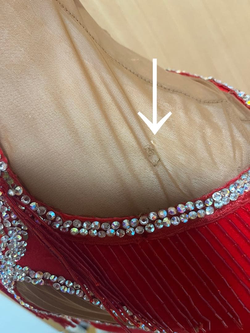 ❤️タカダンス ❤️レッドベルベットサテンラテンドレスM