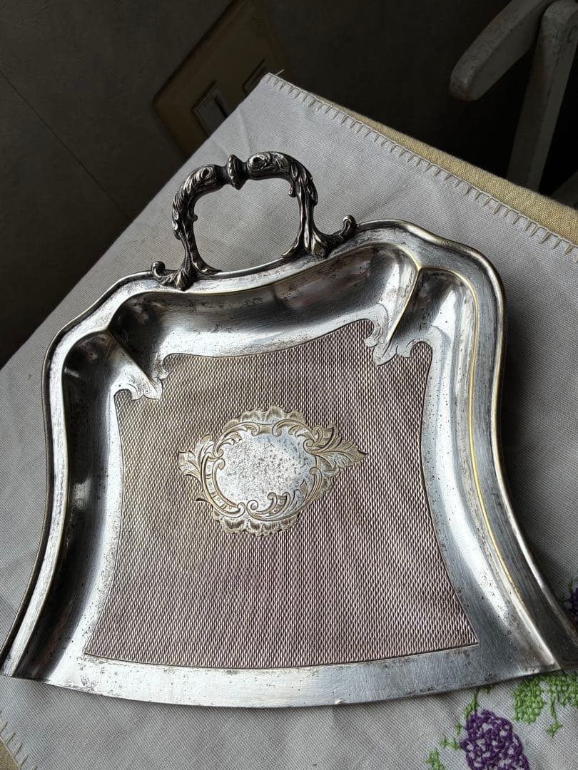 フランス　アンティーク 美しい　ダストパン シルバー　ちりとり　チリトリ　レア