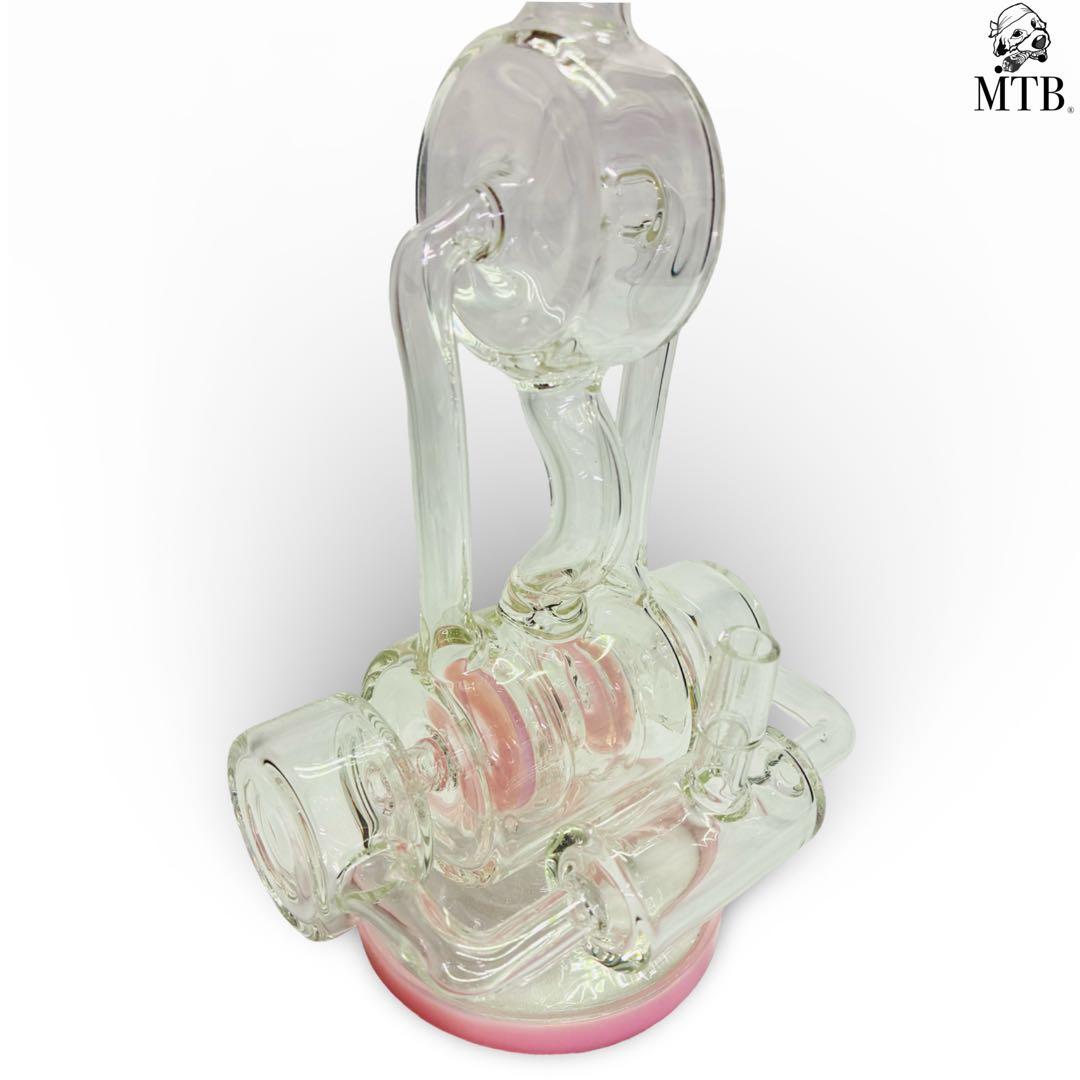 ガラスボング／ピンクアクセント入り 多重パーコレーター搭載 水パイプ
