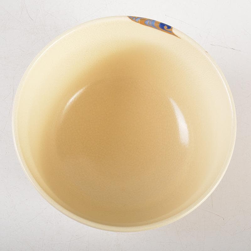 京焼　宮地英香作　仁清写　色絵梅文茶碗　銘早春　大橋香林書付　共箱　C　6581