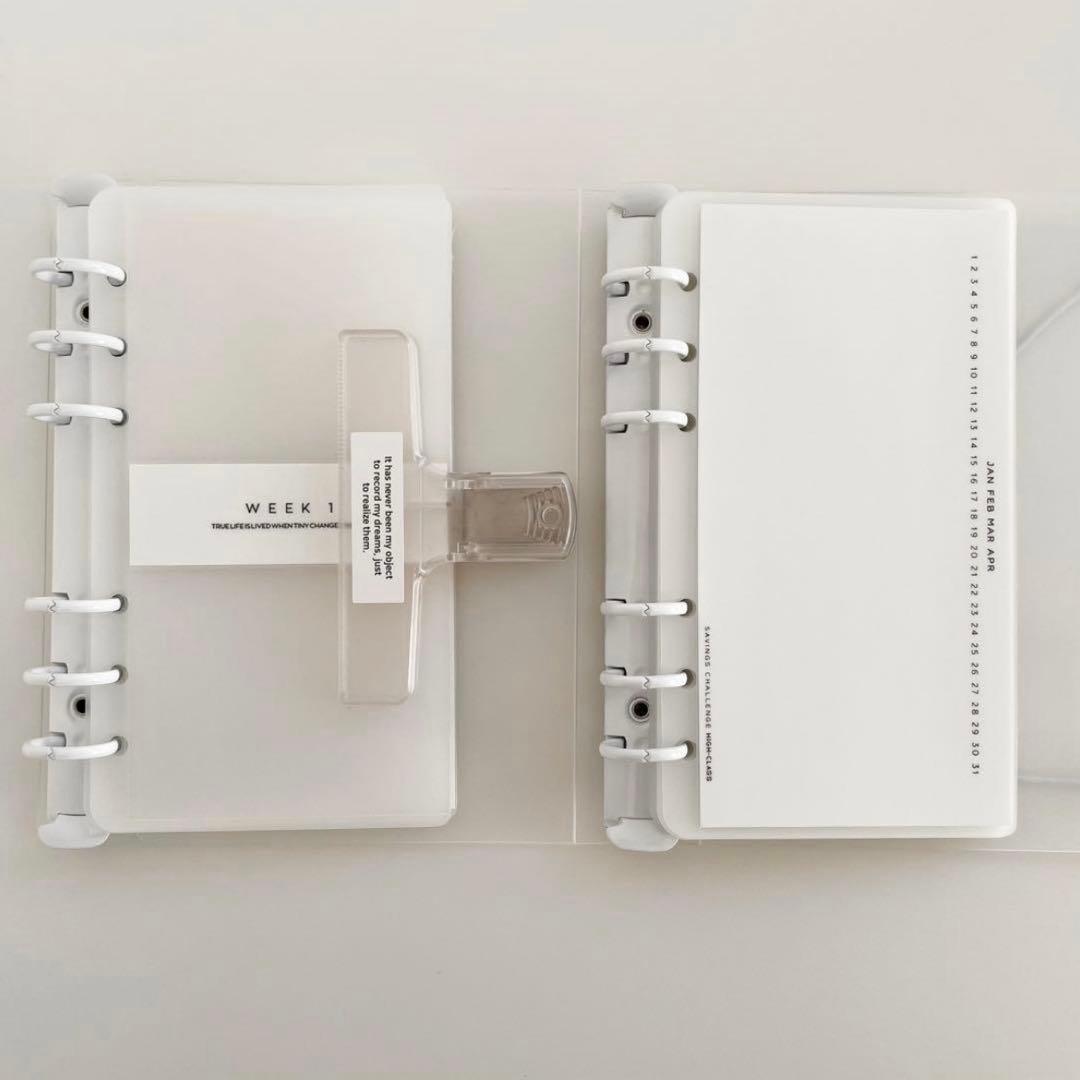 cym　韓国　貯金　バインダー　ダブルリングバインダー　白9 黒6