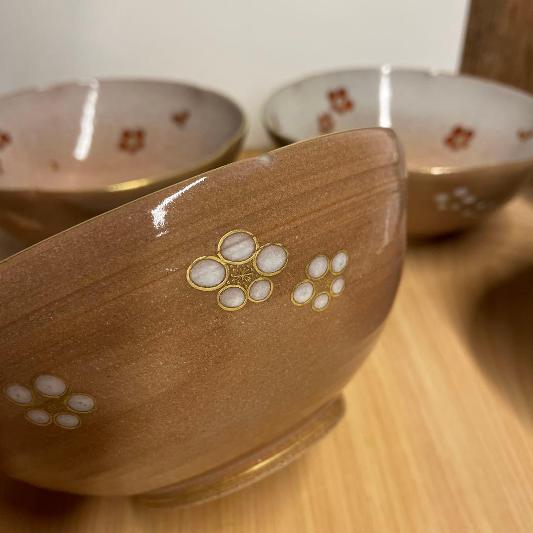 澤村陶哉　紅白梅文　向付　5客　陶磁器　茶道具