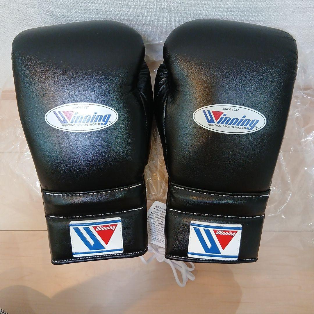 ウィニング ボクシンググローブ 14 oz ブラックひも式