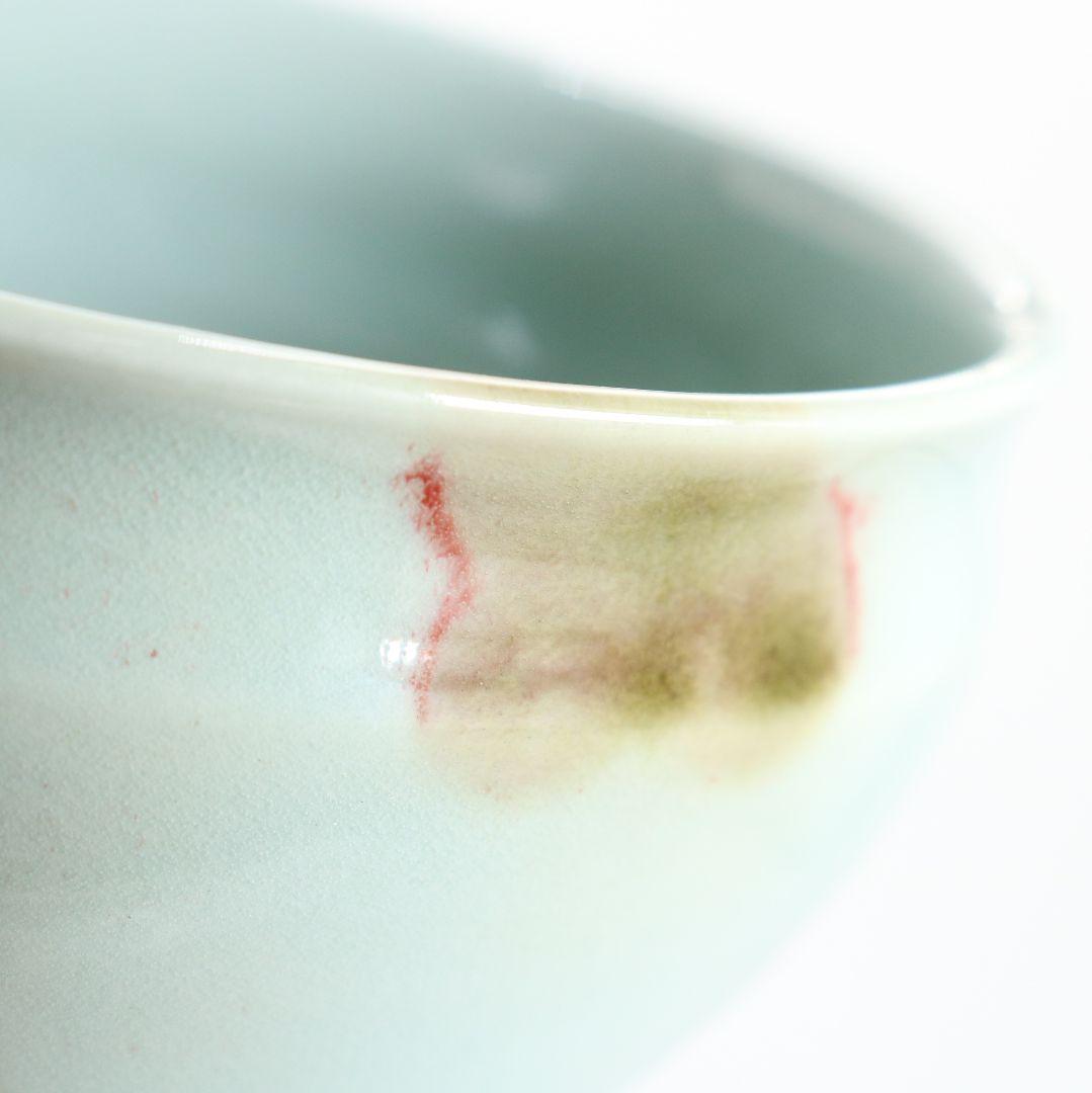 帝室技芸員 初代 諏訪蘇山作 飛青磁天目茶碗 辰砂 茶道具 共箱　M832　DD