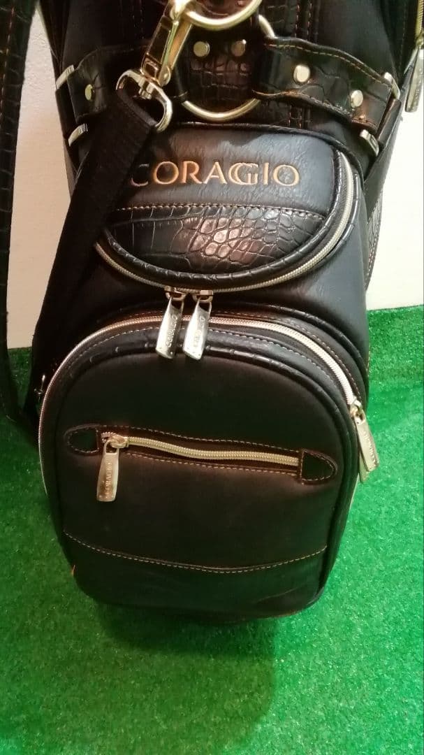 CORAGIO コラッジオ　ワニ柄 キャディバッグ　ブラック　型押し