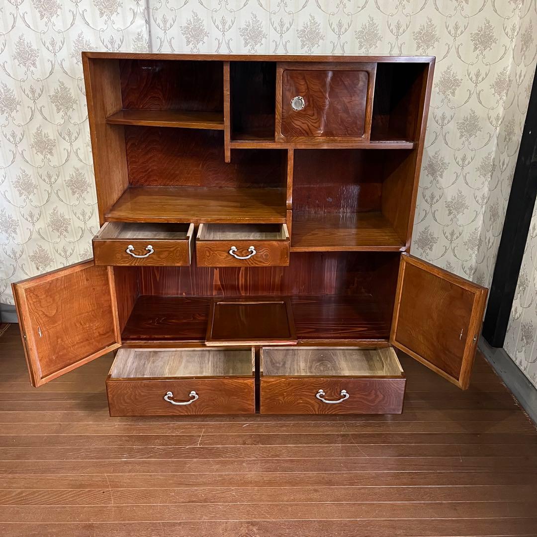 【アンティーク】木製 茶箪笥 水屋箪笥 飾り棚 キャビネット 食器棚 古民家