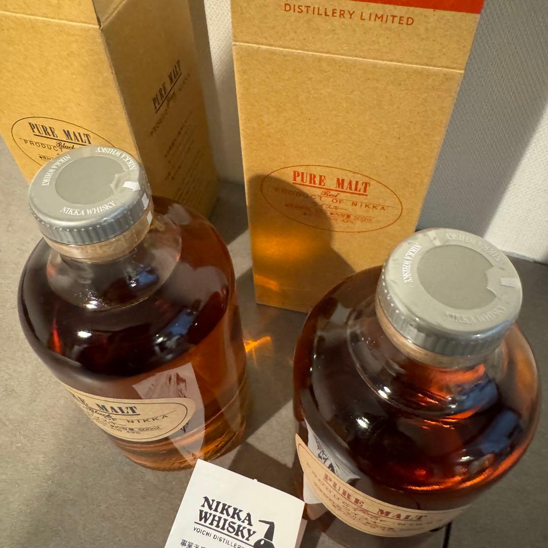 【2本セット】ニッカウイスキー　ピュアモルト　レッド　ブラック