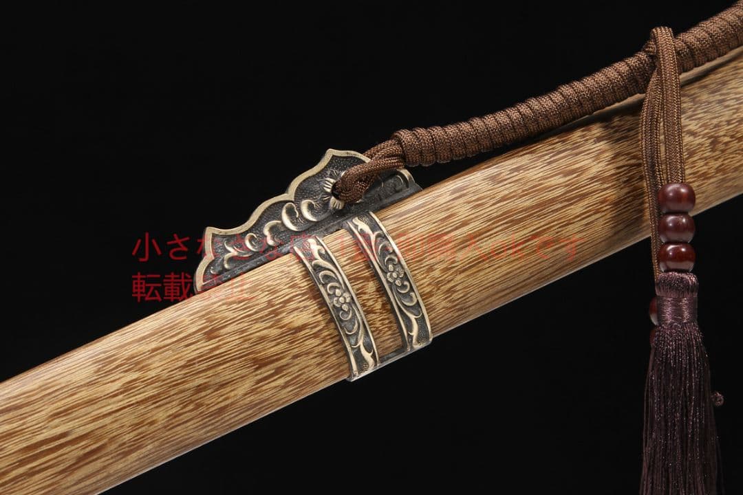 百花唐横刀銅装花梨木百錬模様鋼 古兵器 武具 刀装具 日本刀 模造刀 居合刀