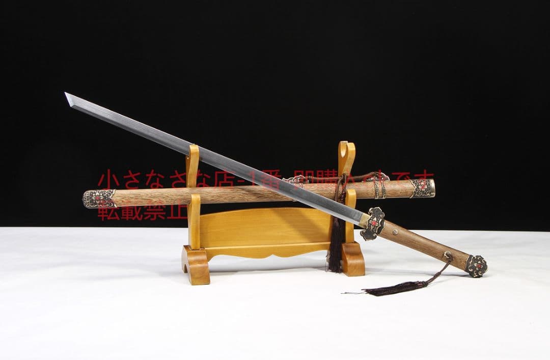 百花唐横刀銅装花梨木百錬模様鋼 古兵器 武具 刀装具 日本刀 模造刀 居合刀