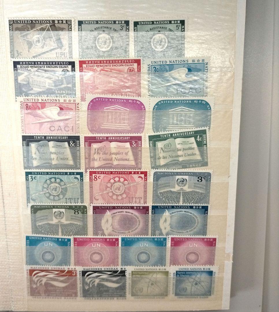 2253 外国切手 国連切手 大量まとめ16ぺ一ジ分全て未使用アルバム付き