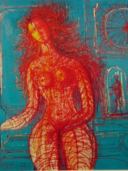 ジャン・カルズー、裸婦、希少画集画、高級額装付