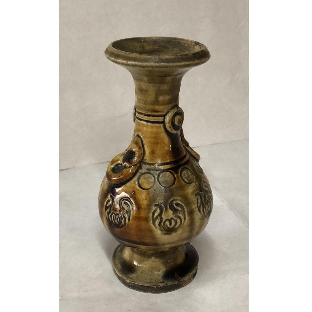 e2817 古瀬戸 尊式花入 高さ15.6 耳付花入 徳利 花入 花器 仏花器