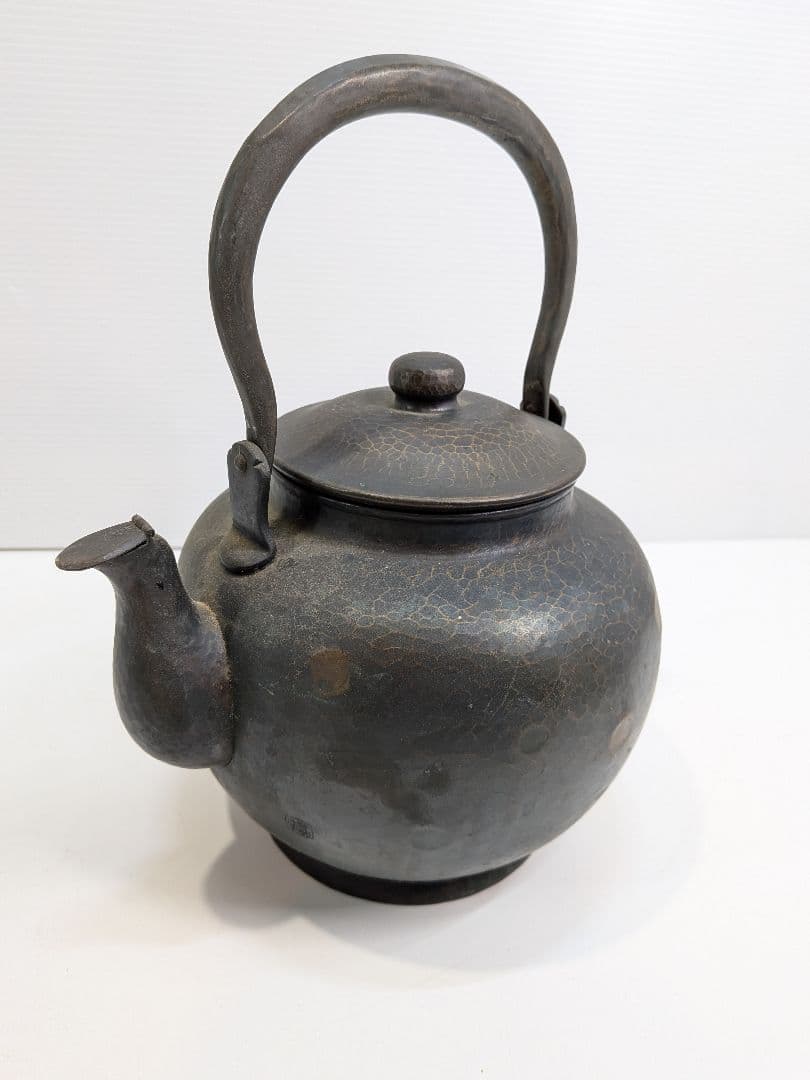 P987 希少 芳燕堂 鎚起銅器 銅瓶 手打ち 槌目 薬缶 昭和27年刻