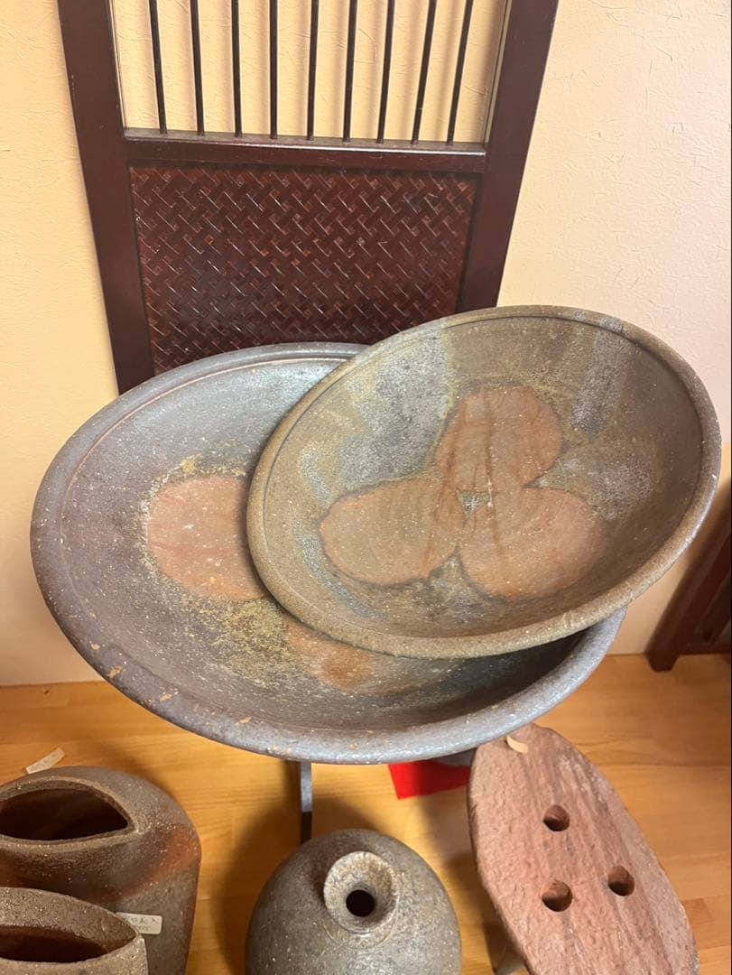 備前焼　大皿　中皿　2枚セット　料亭などにいかがでしょうか？