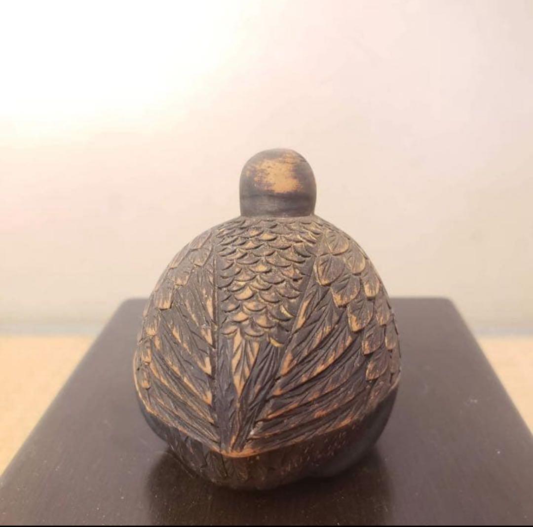 鶴の香合　香入れ　鶴の巣篭もり？　アンティーク横幅7.5センチ m-NO236