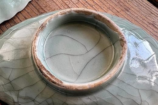 品番　t-0398 青磁葉型長皿　5枚set　古伊万里　アンティーク　古陶磁器