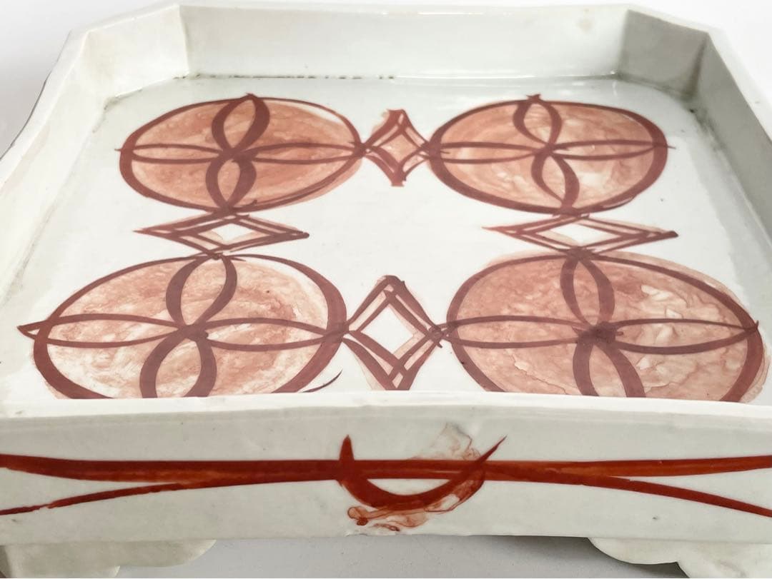 #1陶芸家　上田恒二　木野皿山　赤絵　角皿　折敷　盆　民藝　船木研兒　河井寛次郎