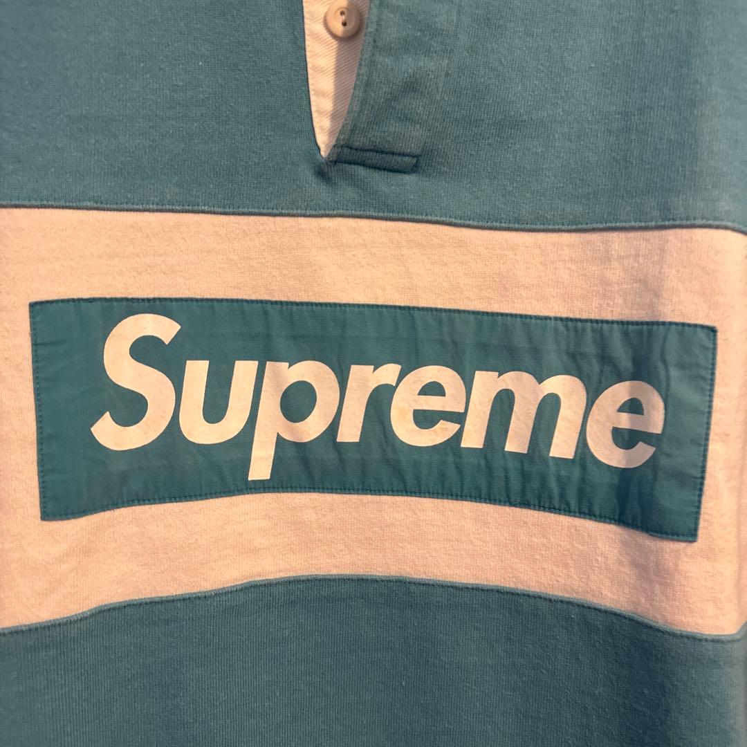 supreme rugby shirt ラグビー　ブルー
