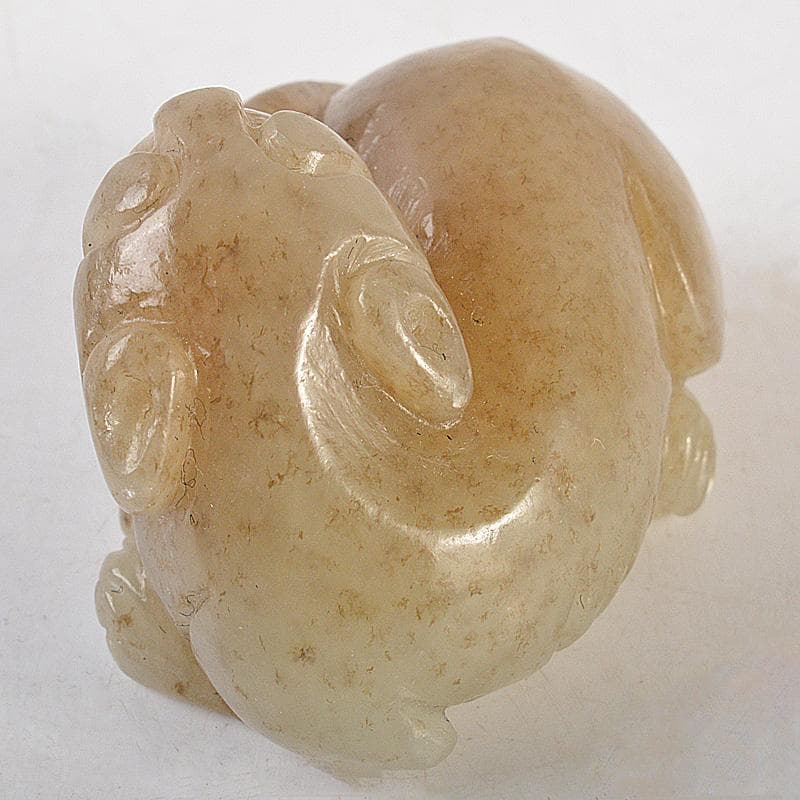 中国　玉石彫刻　神獣刻　根付　紙鎮　置物　C　7265E