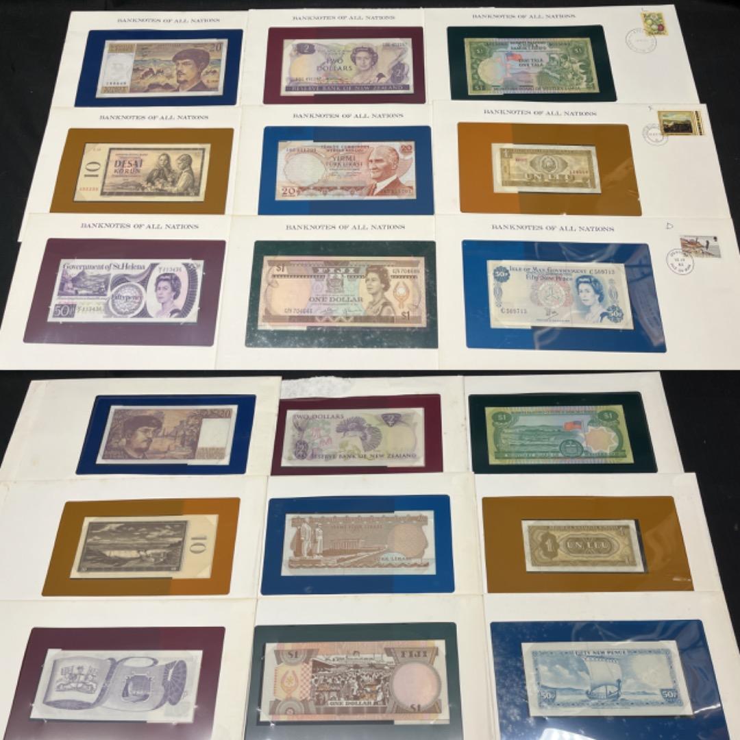 ▽Cc右1064 海外紙幣ピン札BANKNOTES OF NATIONS 72点