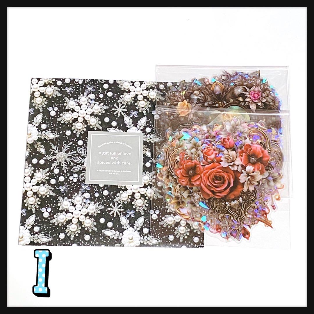 ❤️【I】フローラルハートシェルライト♡PETステッカー15枚♡コラージュ素材♡