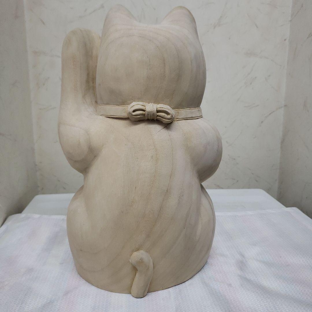 Ｂフライデー蔵出し特価八方にらみ木曽御神木檜製開運桧材 招き猫☆左手 約32cm