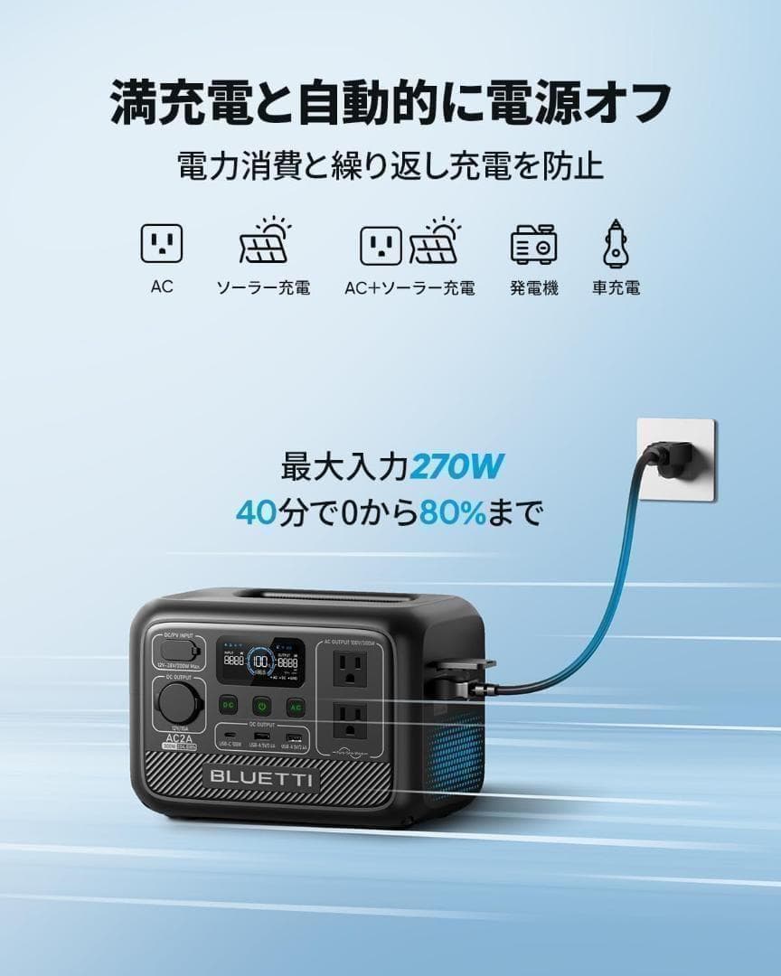 【M2984-320-268】ポータブル電源 AC2A 204Wh/300W
