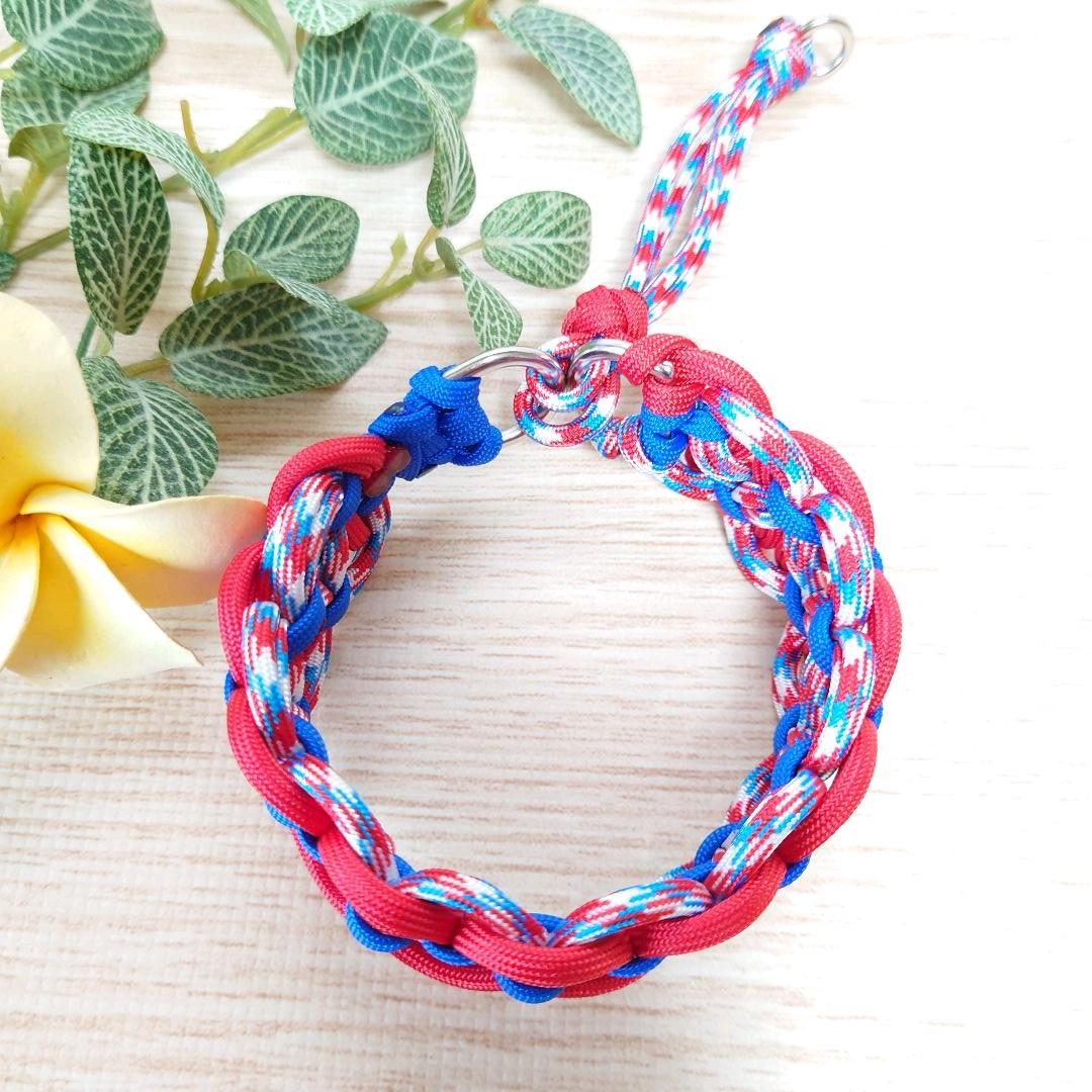 パラコード首輪　ハーフチョーク　太め　トリコカラー　№031