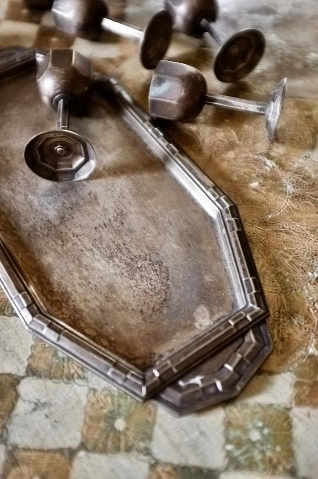 1900s フランス 多数派オクトゴナル リキュールカップとトレイ アンティーク