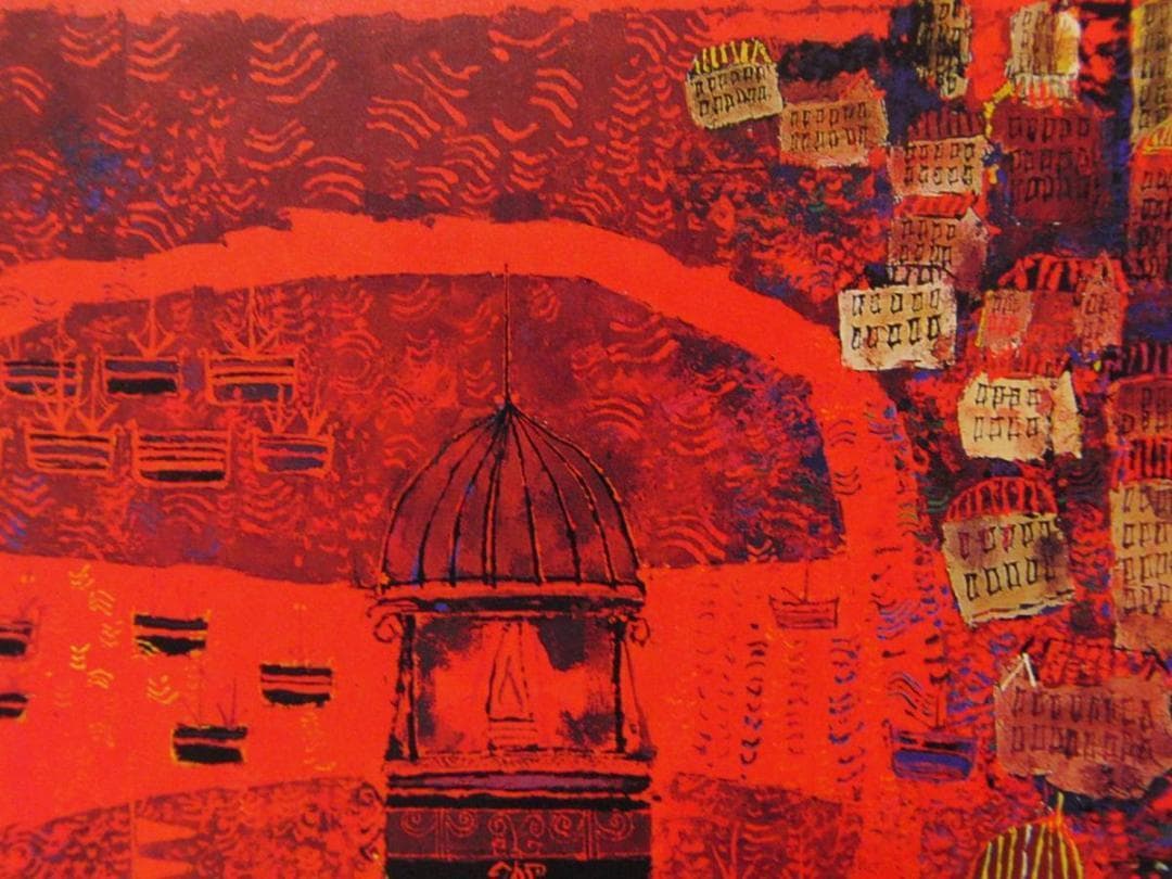 早川義孝、【古代朱の組曲】、希少な画集画、新品高級額・額装付