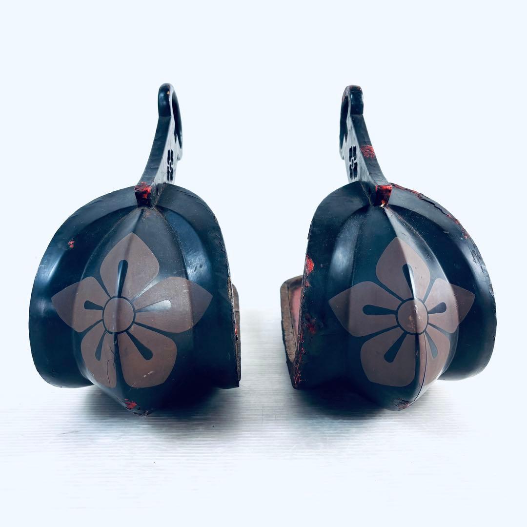 【希少品】鎧　あぶみ　馬具　武具　江戸時代　螺鈿　家紋　古鉄地　古美術　時代物