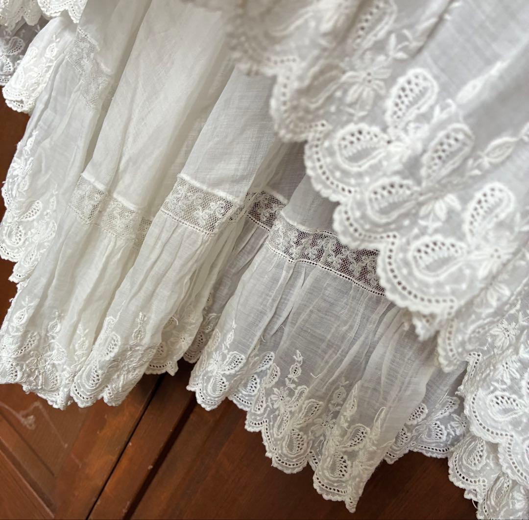 豪華*美しい手刺繍フランスアンティーク*スカート*手刺繍*アンティークレース