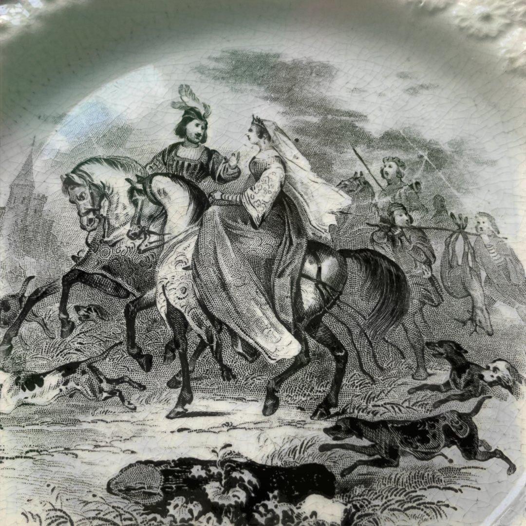 アンティーク プレート ボッホフレール ベルギー 狩の帰来